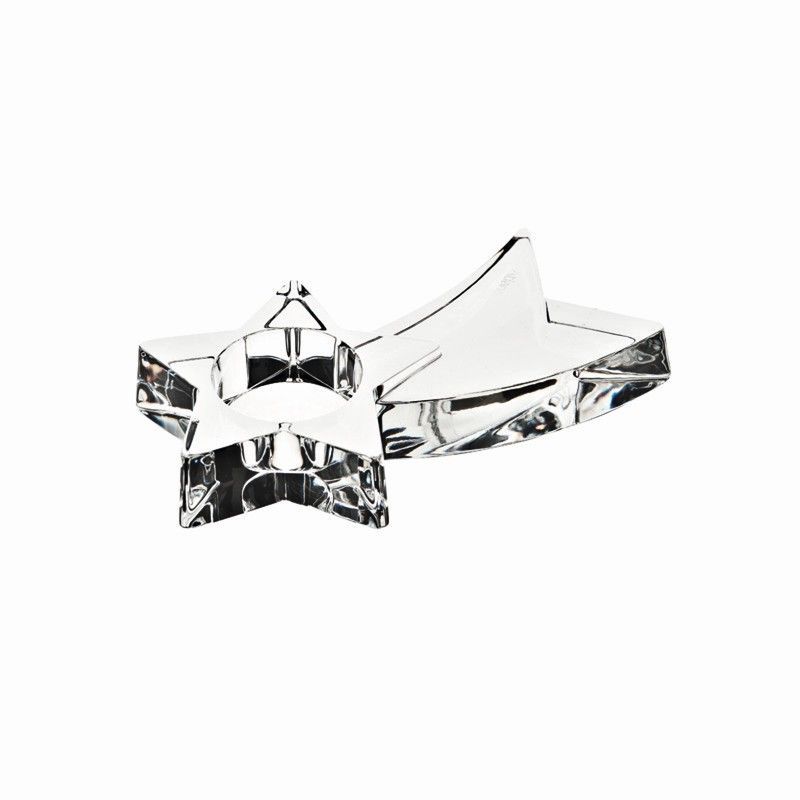 Candelero de cristal transparente, 15,5 x 15,5 x 3 cm | Estrela Cadente