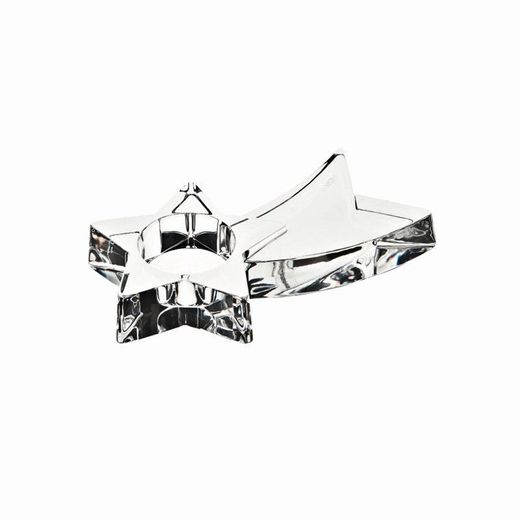 Candelero de cristal transparente, 15,5 x 15,5 x 3 cm | Estrela Cadente