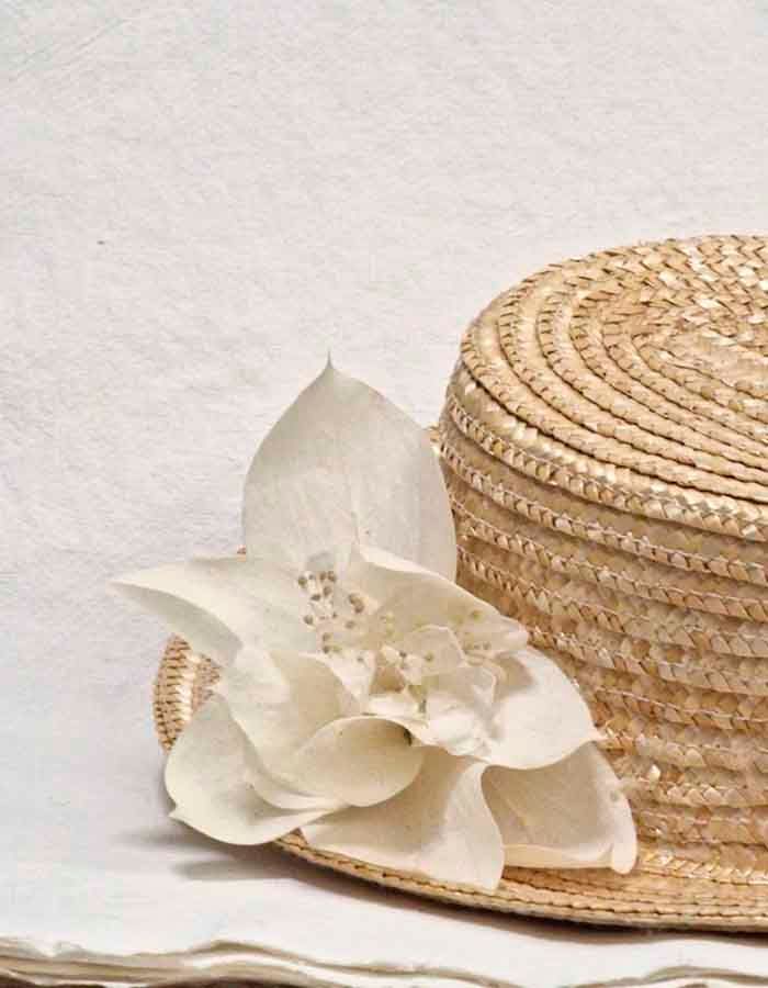 Canotier Boda con Magnolia Preservada