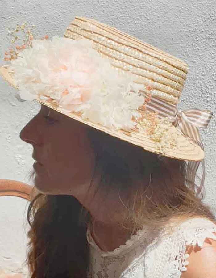 Canotier Flor Preservada Hortensia