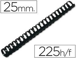 Canutillo q-connect redondo 25 mm plastico negro capacidad 225 hojas caja de 50 unidades