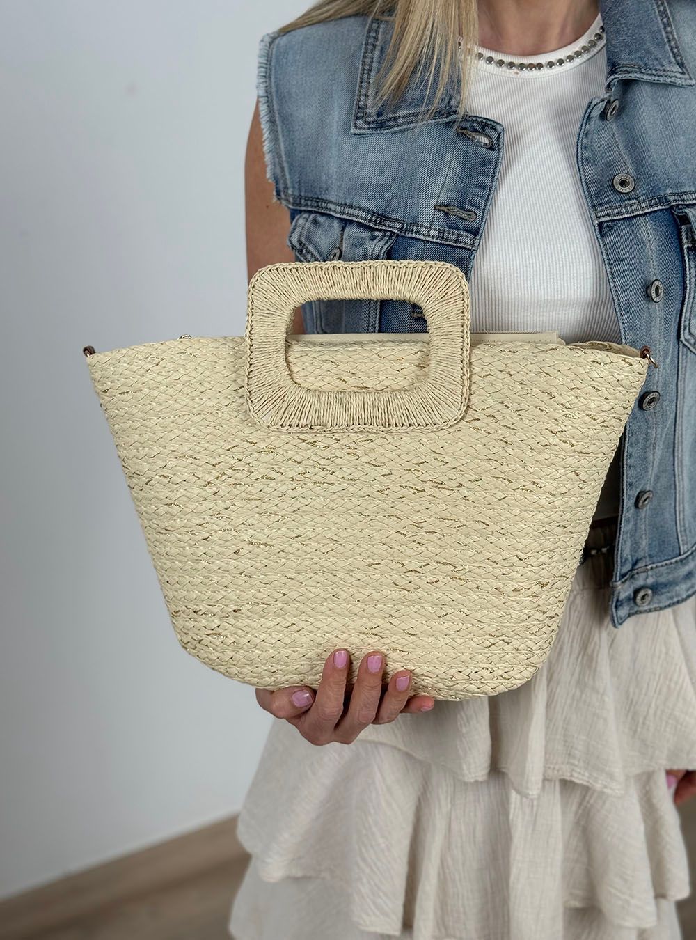 Capazo de rafia Candela crudo