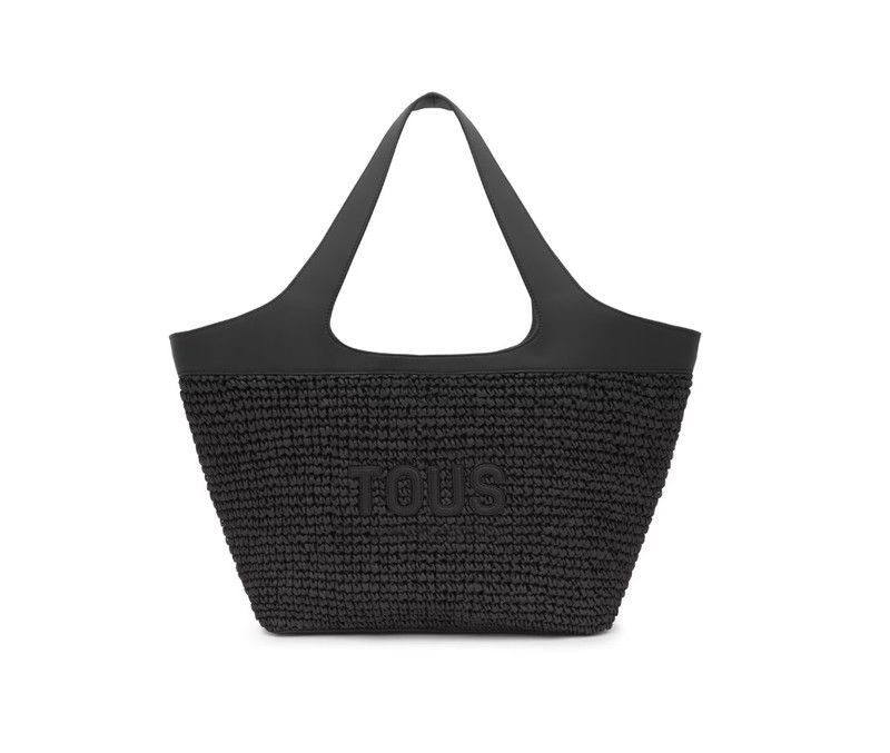 Capazo grande Tous Lirio Rafia en color Negro