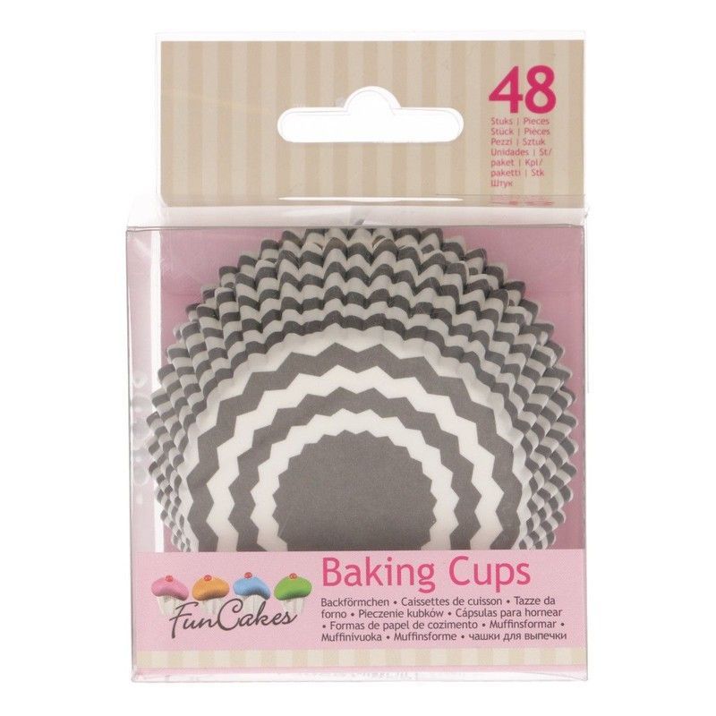 Cápsula cupcake chevron grey 48 uds funcakes