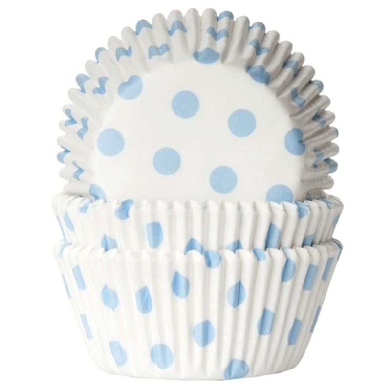 Cápsula cupcake lunares blanco azul 50 uds house of marie