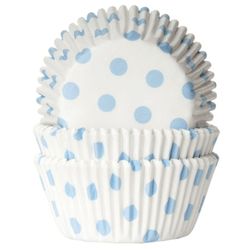 Cápsula cupcake lunares blanco azul 50 uds house of marie