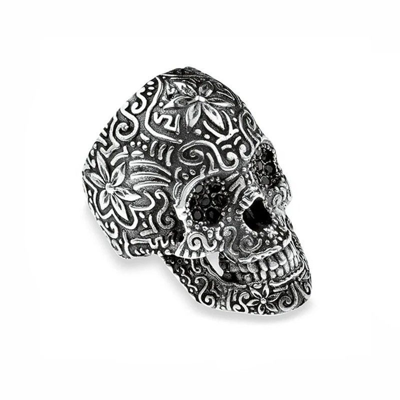 CAR2A Anillo PLATA DE PALO Unisex Calavera modelo Blade en plata de ley 925