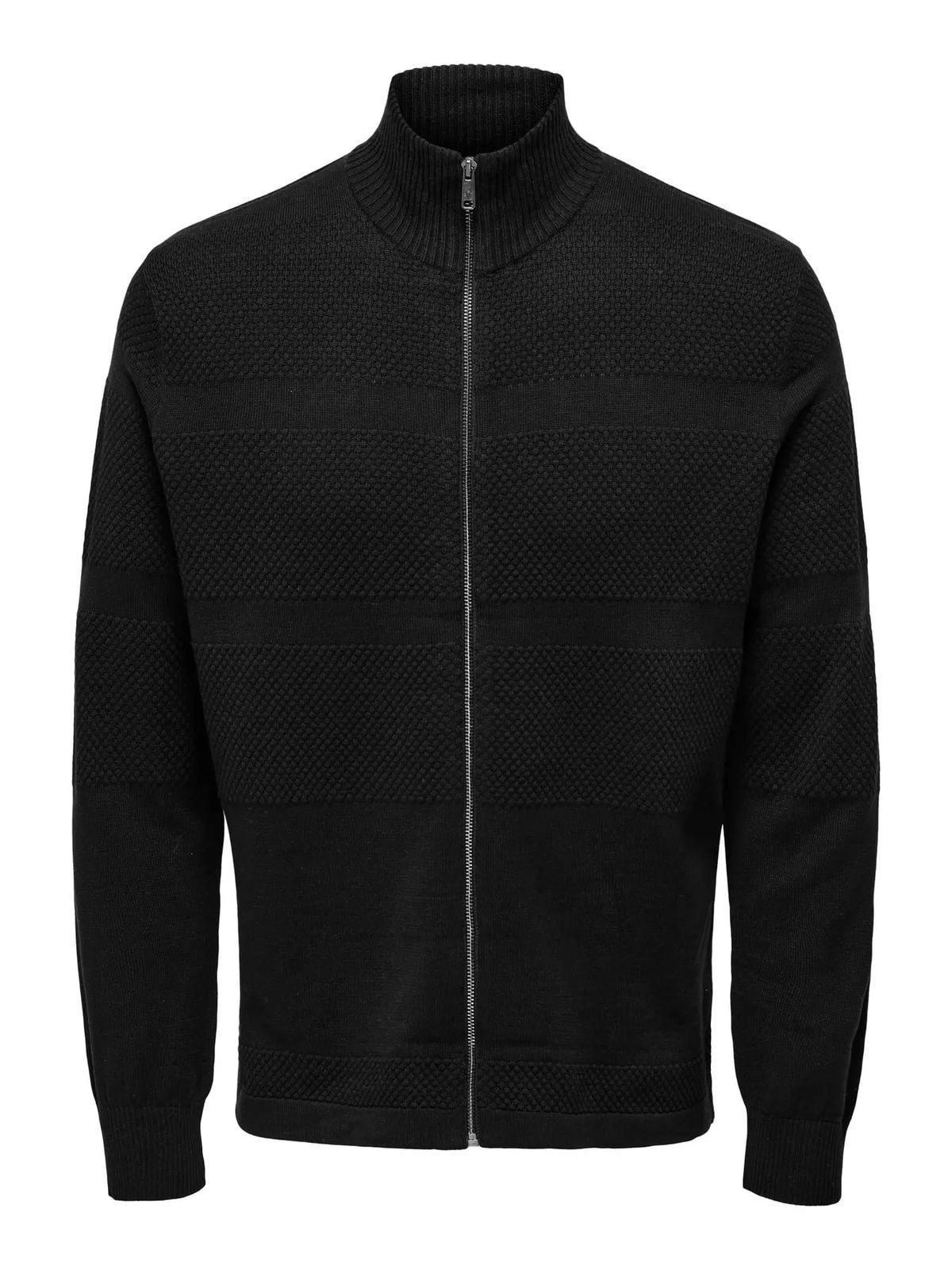 Cardigan con cremallera de punto granulado Only & Sons Black
