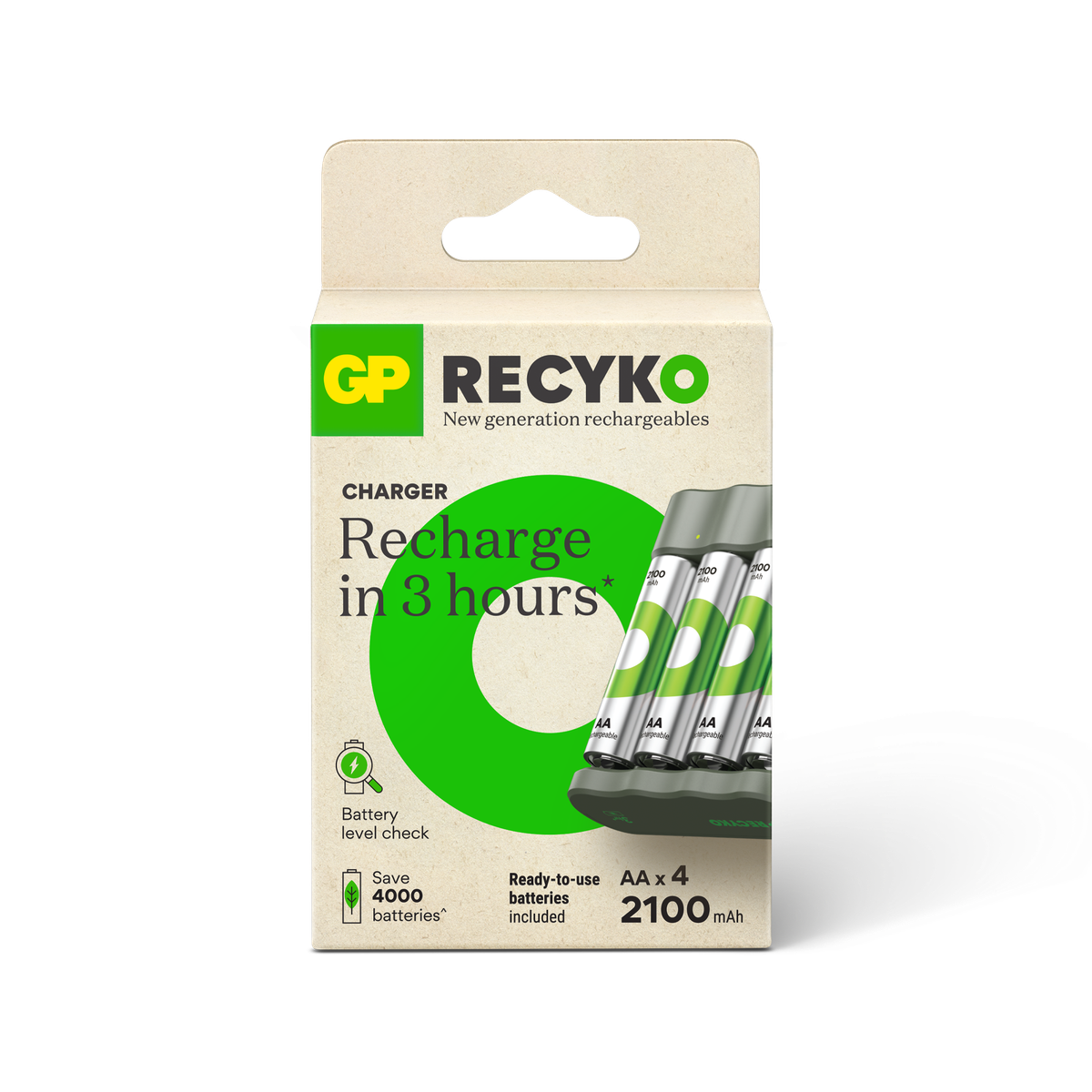 Cargador AA y AAA incluye 4 pilas AA 2100 mAh