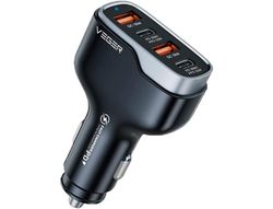 Cargador coche veger 66w 2xusb-c/2xusb-a negro