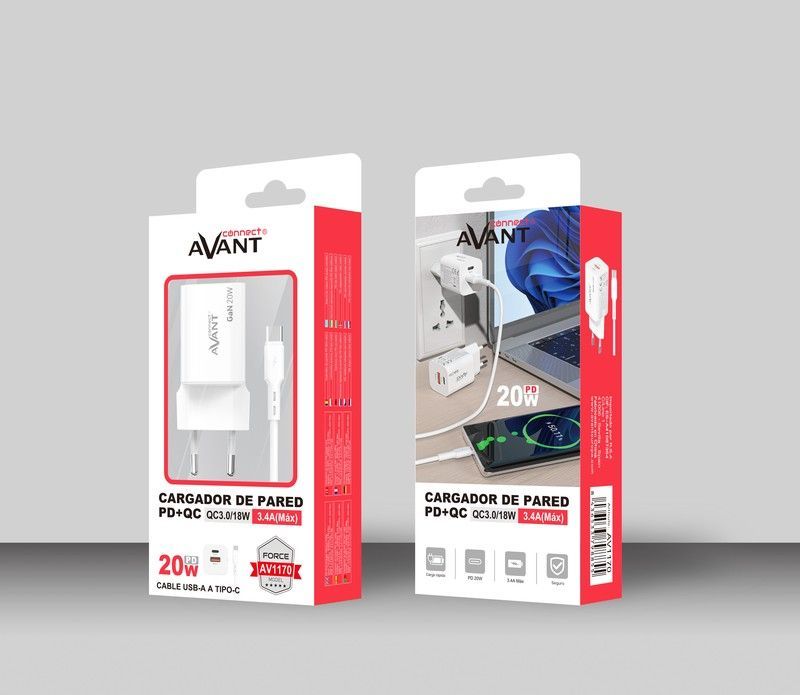 Cargador De Pared Pd + Qc Cable Usb-A A Tipo C