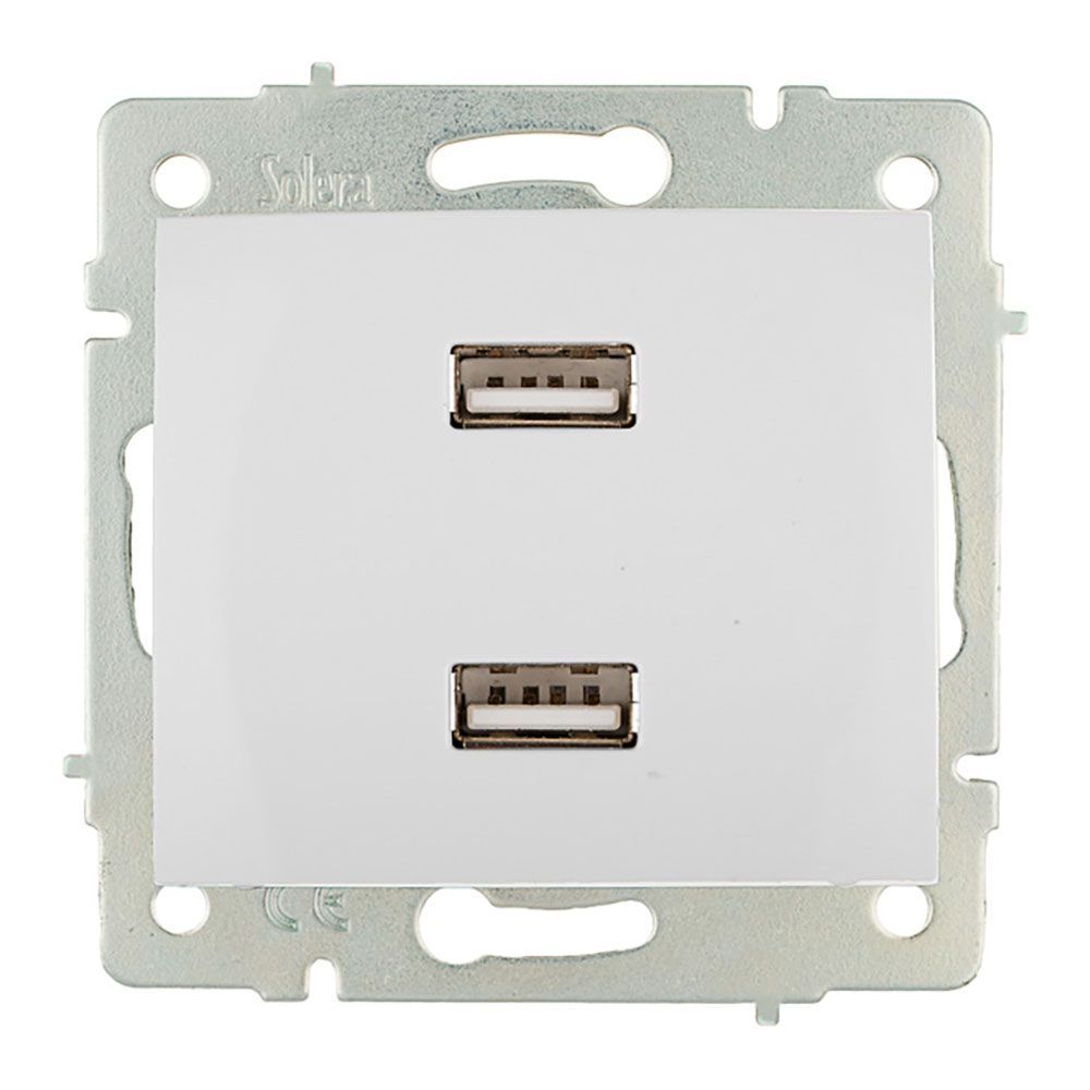 Cargador Doble Usb 230V 5V 4200Ma Blanco De Empotrar Erp2Usb Serie Europa Solera Erp2Usb