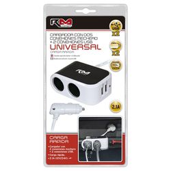 *CARGADOR MECHERO RM CONNECT, CON DOBLE CONEXIÓN PARA MECHERO Y DOBLE CONEXIÓN USB, CAP.2.1MA