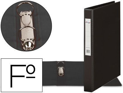 Carpeta 2 Anillas 25 mm Plastico Pardo Folio Negro