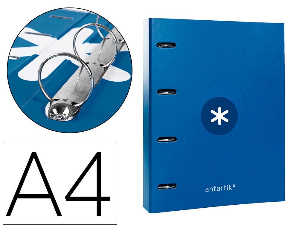 Carpeta 4 anillas 40 mm mixtas liderpapel antartik A4 forrada color azul marino