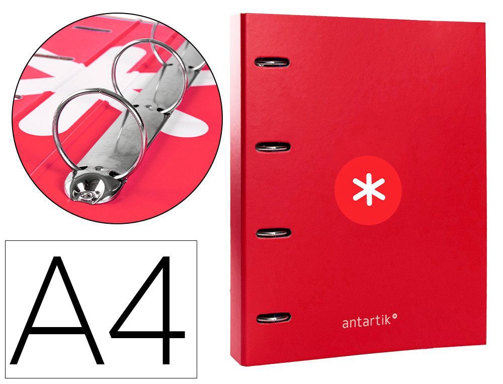 Carpeta 4 anillas 40 mm mixtas liderpapel antartik A4 forrada color frambuesa