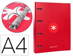 Carpeta 4 anillas 40 mm mixtas liderpapel antartik A4 forrada color frambuesa