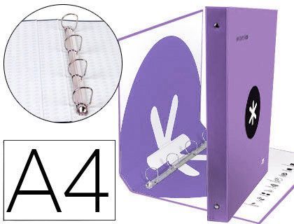 Carpeta 4 anillas 40 mm mixtas liderpapel antartik a4 forrada color lavanda lila