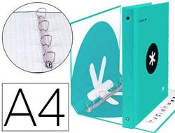 Carpeta 4 anillas 40 mm mixtas liderpapel antartik a4 forrada color menta