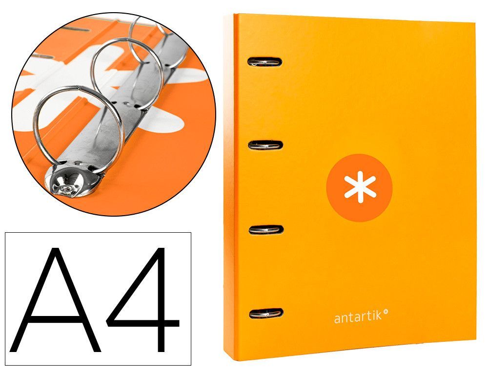 Carpeta 4 anillas 40 mm mixtas liderpapel antartik A4 forrada color mostaza