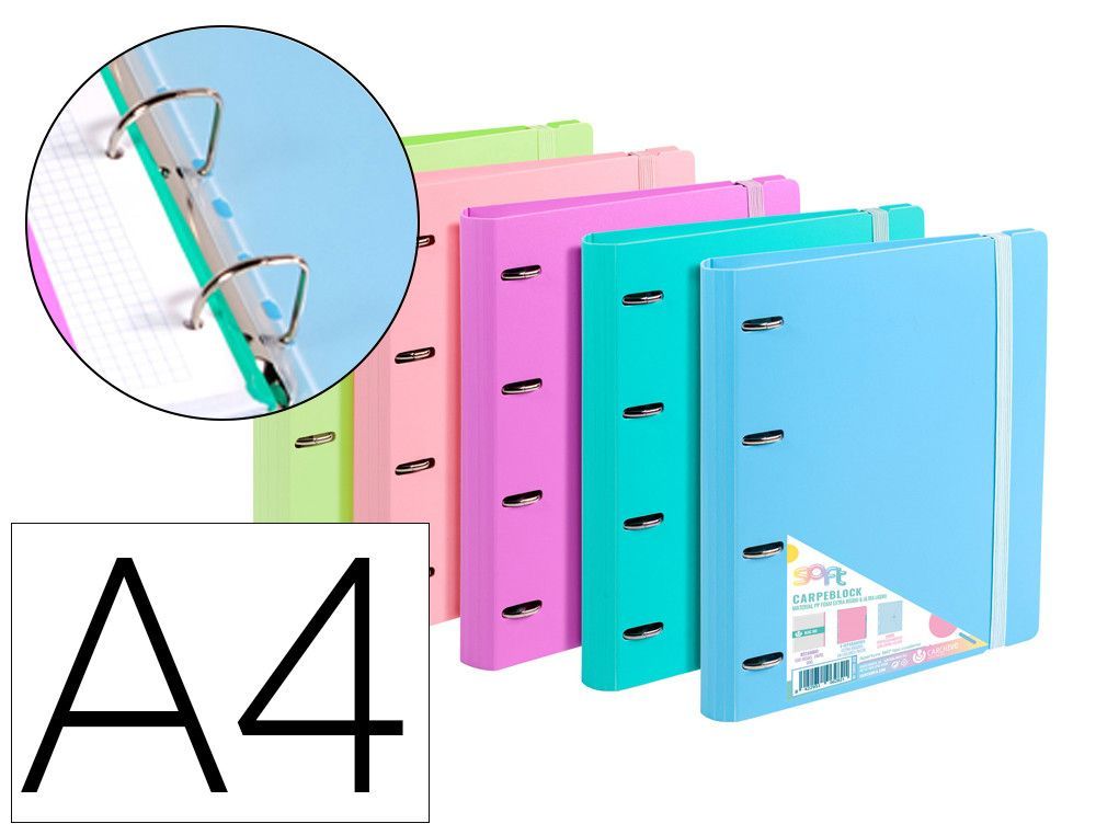 Carpeta 4 anillas de 35 mm carchivo din a4 polipropileno con recambio soft foam style