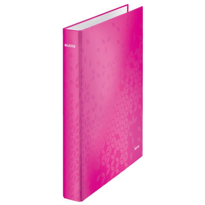 Carpeta anillas Leitz WOW. 2 anillas D 25 mm. DIN A4+ fucsia