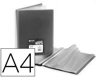 Carpeta carchivo archivex star escaparate con espiral 40 fundas din a4 negro