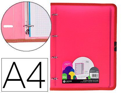 Carpeta carchivo dune 4 anillas 20 mm polipropileno rigido din a4 con recambio 120 h con gomilla y ribete