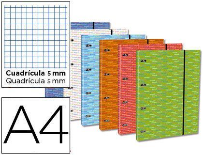 Carpeta con Recambio Liderpapel A4 Cuadro 5 mm 120 Hojas 80 G Forrada 4 Anillas 40 mm Redondas