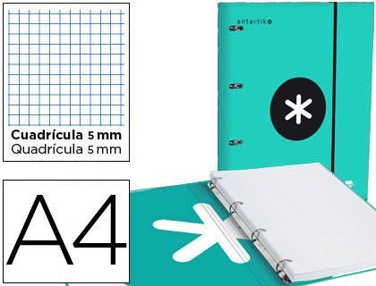 Carpeta con recambio liderpapel antartik a4 cuadro 5mm forrada 4 anillas 25mm color lavanda lila