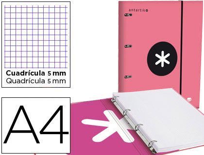 Carpeta con recambio liderpapel antartik a4 cuadro 5mm forrada 4 anillas 25mm color menta