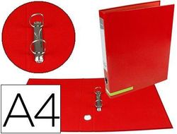 Carpeta de 2 Anillas 25 mm Mixtas Liderpapel A4 Forrado Color System con Ollado y Tarjetero Rojo