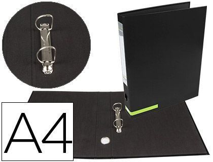 Carpeta de 2 Anillas 25 mm Mixtas Liderpapel A4 Forrado Color System con Ollado y Tarjetero Negro