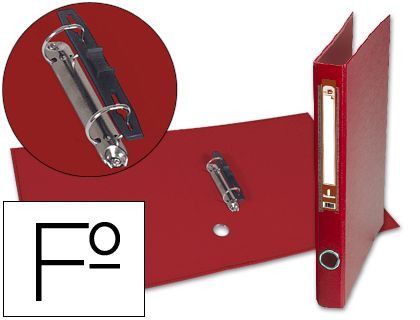 Carpeta de 2 Anillas 25Mm Mixt As Liderpapel Folio Forrado Papercoat con Ollao y Tarjetero Compresor Plastico Rojo