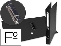 Carpeta de 2 Anillas 25Mm Mixt As Liderpapel Folio Forrado Papercoat con Ollao y Tarjetero Compresor Plastico Negro