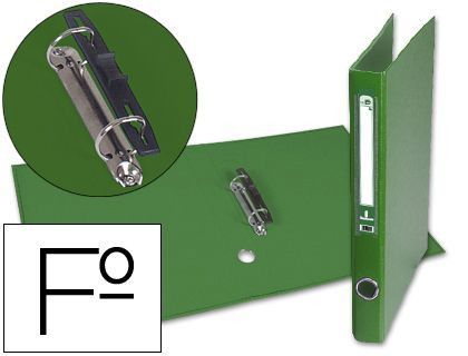 Carpeta de 2 Anillas 25Mm Mixt As Liderpapel Folio Forrado Papercoat con Ollao y Tarjetero Compresor Plastico Verde