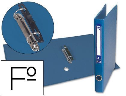 Carpeta de 2 Anillas 25Mm Mixt As Liderpapel Folio Forrado Papercoat con Ollao y Tarjetero Compresor Plastico Azul