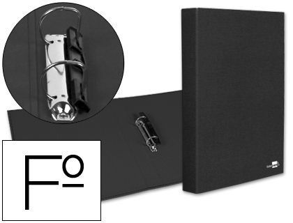 Carpeta de 2 Anillas 25Mm Mixtas Liderpapel Folio Carton Forrado Paper Coat Compresor Plastico Negra