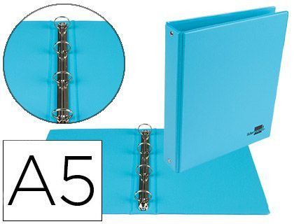 Carpeta de 4 Anillas 25 mm Redondas Liderpapel A5 Carton Forrado Pvc Azul