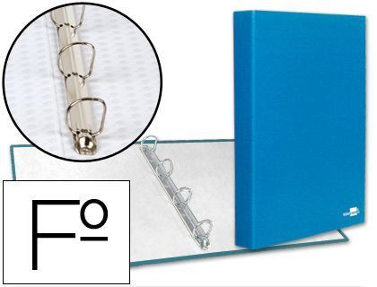 Carpeta de 4 Anillas 25Mm Mixtas Liderpapel Folio Carton Forrado Paper Coat Celeste