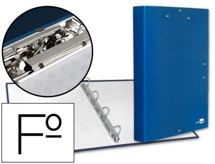 Carpeta de 4 Anillas 25Mm Redondas Liderpapel Folio Carton Forrado Paper Coat Azul con Miniclip y Solapas