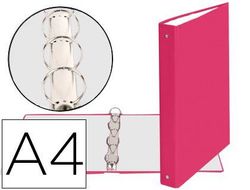 Carpeta de 4 Anillas 30Mm Redondas Exacompta A4 Carton Forrado Rosa
