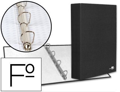 Carpeta de 4 Anillas 40Mm Mixtas Liderpapel Folio Carton Forrado Paper Coat Negra