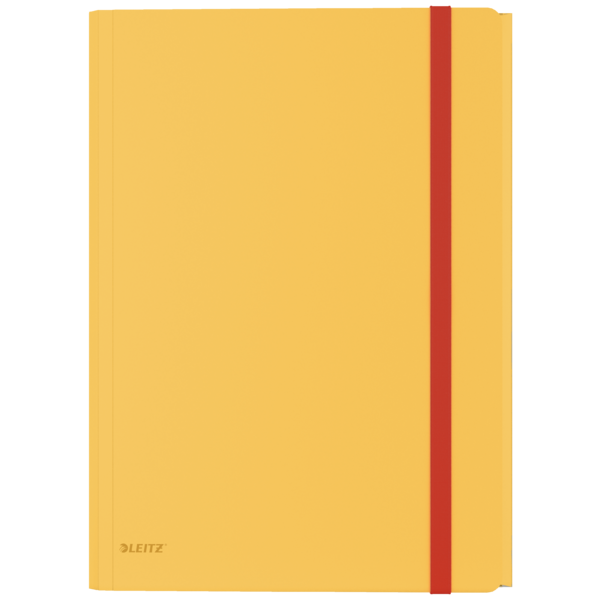 Carpeta de gomas Leitz Cosy.  PP. Con 3 solapas y bolsillo interior c/ cierre. DIN A4, amarillo