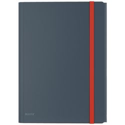 Carpeta de gomas Leitz Cosy.  PP. Con 3 solapas y bolsillo interior c/ cierre. DIN A4, gris