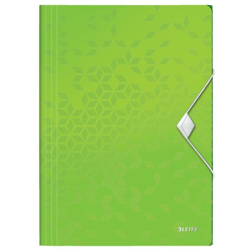 Carpeta de gomas WOW. PP. Con 3 solapas. DIN A4, verde