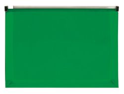 Carpeta dossier liderpapel a4 cierre de cremallera verde translucido