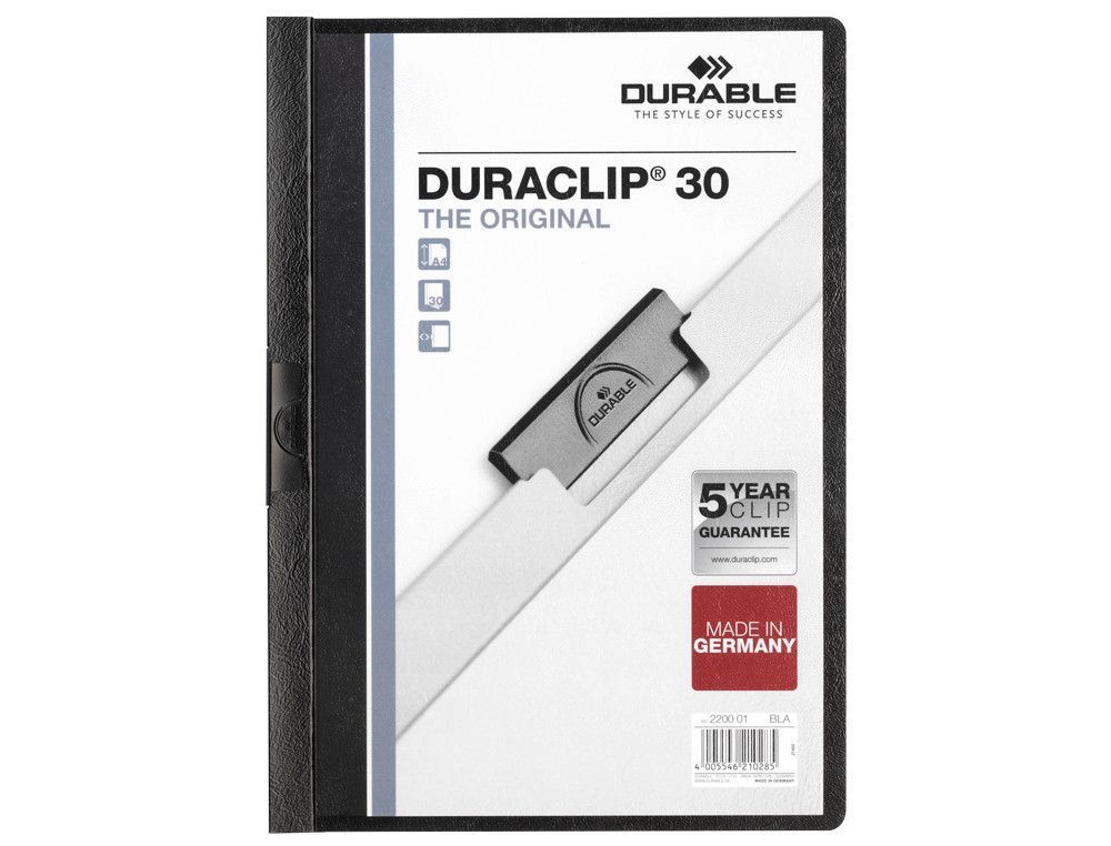 Carpeta Durable Duraclip A4 30 hojas negro