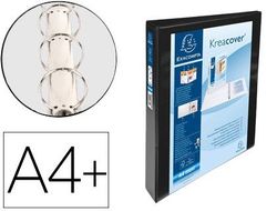 Carpeta exacompta canguro 4 anillas 16 mm din a4+ carton forrado polipropileno personalizable 3 bolsillos