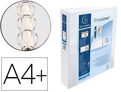 Carpeta exacompta canguro 4 anillas 40 mm din a4+ carton forrado polipropileno personalizable 3 bolsillos